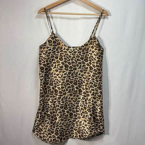 🍋 vintage leopard print poly satin chemise - Picture 1 of 4